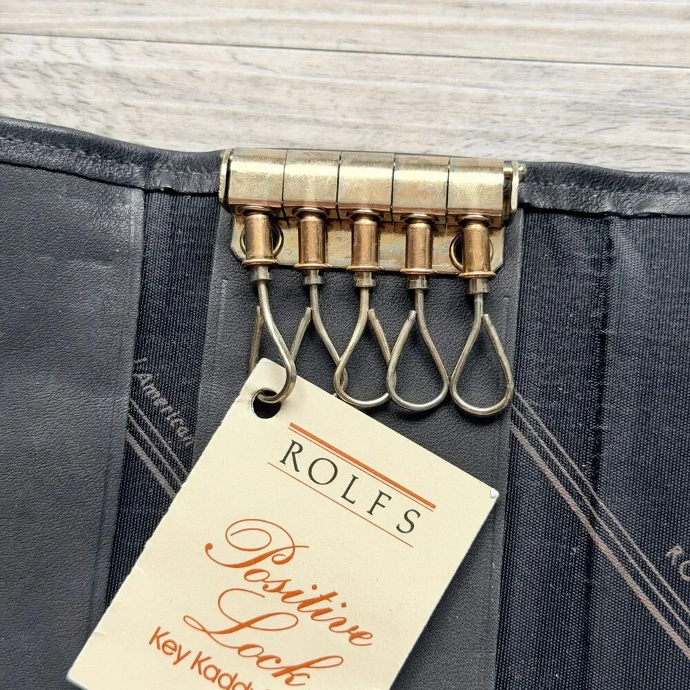 Vintage Rolfs Cowhide Genuine Leather Black Key Holder Wallet Organizer Embossed